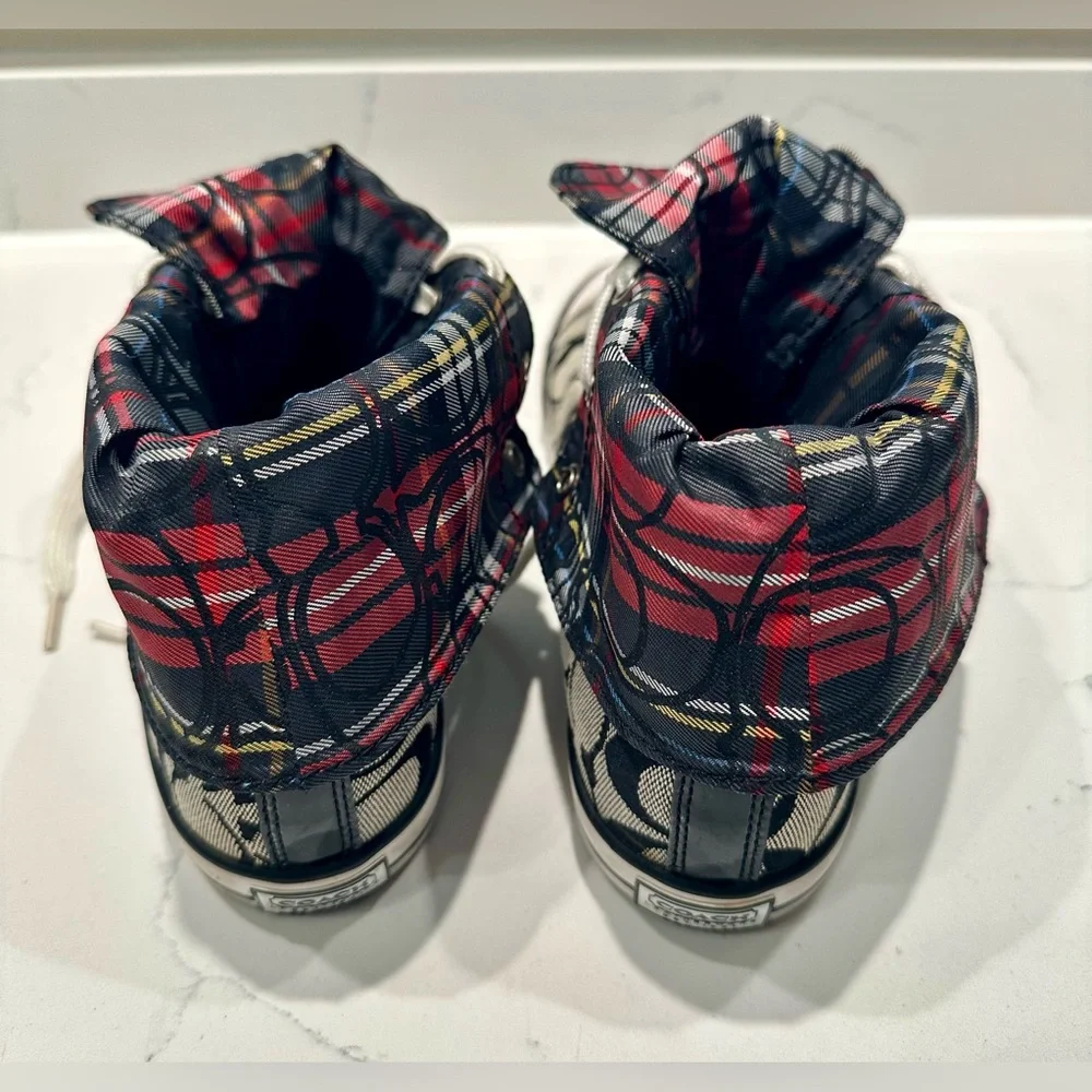 Coach Booney High-Top Sneakers with Monogram and Plaid Pattern - size 8.5B - Picture 5 of 6